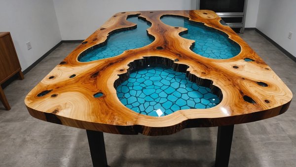 Table rivière en bois et résine époxy : l'artisanat personnalisé et unique